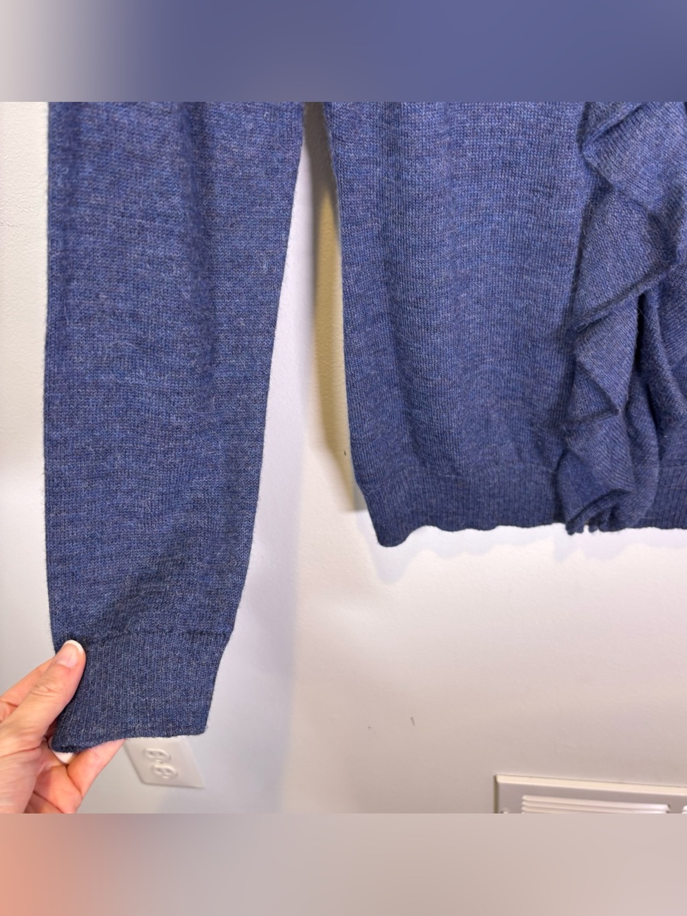 Classic Alpaca Ruffle Zip Front Sweater - Picture 3 of 7